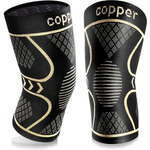 Copper Knee Braces for Women and Men 2 Pack, Knee Compression Sleeve for Knee Pain, Arthritis,ACL, Meniscus Tear, Joint Pain Relief, Knee Support for Running, Working Out, Fitness, Weightlifting-XS