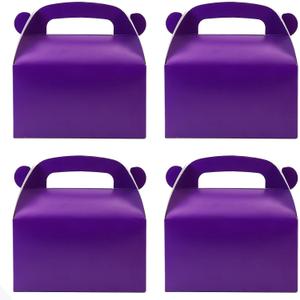 30-Pack Dark Purple Party Favor Treat Boxes, Goodie Boxes, Gable Paper Gift Boxes with Handles. Perfect for Purple Birthday Party Baby Shower Decoration Supplies