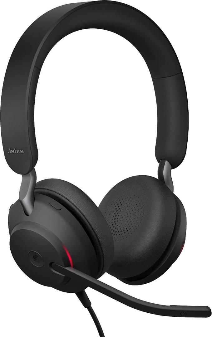 Jabra Evolve2 40 UC Wired Headphones, USB-A, Stereo, Black Telework Headset, Enhanced Comfort, Passive Noise Cancelling, UC Optimized