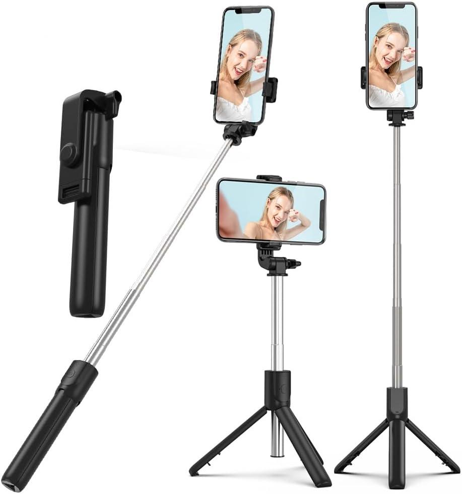 XIHAMA Selfie Stick Tripod,3 in 1 Extendable Selfie Stick with Wireless Remote,Portable Phone Tripod Stand Compatible with iPhone16 15 14,Samsung Smartphone and More (Black)