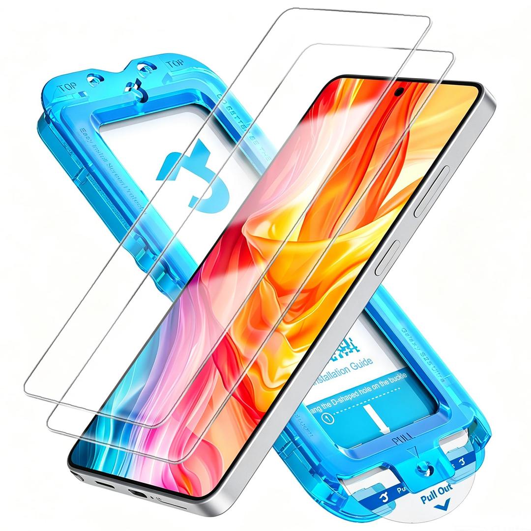 2 Pack for Samsung Galaxy S26 Ultra Screen Protector Auto Align Glass | [Auto-Dust Removal] [12 FT Shatterproof] Tempered Glass, Support Fingerprint Unlock, HD, Easy to Install, for Beginners