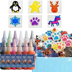 Magic Water Elf Toy KitMake Your Own Squishies Sensory Toys - 10 Xmas Molds, 12 Color Gels - Fun DIY Craft Kits, Birthday Gifts, Party Favors, Stocking Stuffers for Kids Boys Girls Ages 3+