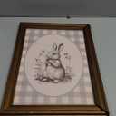 Gold Framed Vintage Easter Bunny Canvas Wall Art Black White Rabbit Sketch Print Drawing Poster Bunny and Spring Flowers Painting Neutral Cute Woodland Animal Picture for Baby Bedroom 12x16inch