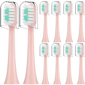 Compatible with AquaSonic Icon Electric Toothbrush Replacement Toothbrush Heads,for AquaSonic Icon Electric Toothbrush,with Dust Cover, 8 Pack (Blush, Medium)