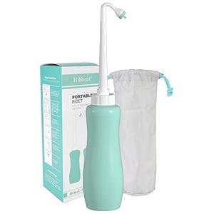 Hibbent Portable Bidet Sprayer and Travel Bidet with Hand Held Bottle for Personal Cleansing, Extended Nozzle Spray for Childbirth, Personal Hygiene, Outdoor, Camping with Travel Bag- 22oz/ Green