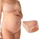 Momcozy Maternity Underwear Seamless, Pregnancy Postpartum Panties Under Bump Maternity Underwear Cotton (Medium, oyster Pink)