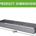 DIIYIV 2PCS 12x4x1FT Galvanized Raised Garden Bed Kit,Vegetable Boxes-Rectangle Metal Flower Box,Large Planter Raised Beds Outdoor Garden for Planting,Fruit,Herb-Silver