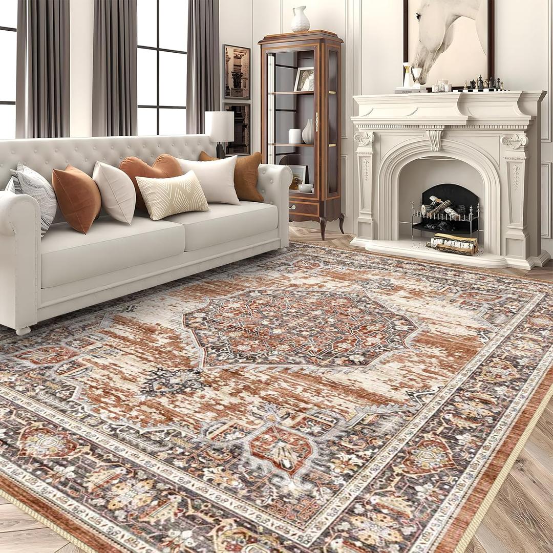 9x12 Area Rugs for Living Room: Washable Ultra Thin Rug - Oriential Stain Resistant Carpets - Large Indoor Non-Slip Rug for Bedroom Dining Room 9'x12' Brick 9x12 Area Rugs for Living Room: Washable Ultra Thin Rug - Oriential Stain Resistant Carpets - Large Indoor Non-Slip Rug for Bedroom Dining Room 9'x12' Brick
