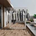 Clothes Rack for Hanging Clothes, Stainless Steels Coat Rack with Wheels, Clothing Rack, Garment Rack, Portable Closet, Portable Closet, Adjustable Length (XXL)