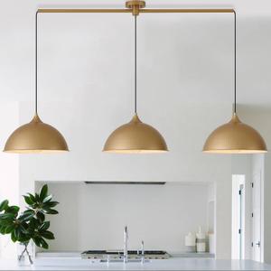 Pendant Lights Kitchen Island, 3-Pack Dome Pendant Light Fixtures with Gold and White Finish Farmhouse Hanging Pendant Light for Dining Room Restaurant Cafe Entryway