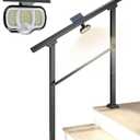 Hand Rails for Outdoor Steps, 3 Step Handrail with Solar Deck Lights, Stair Railing Indoor, Hand Rails for Indoor Stairs, Handrails for Outdoor Steps for Porch/Deck, Black (3 Step with solar light, Matte Black)