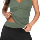Womens Tankini Bathing Suits with Skirt Two Piece Tummy Control Swimsuits Ladies Swimwear (Medium, Army Green)