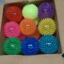 18 Pcs 3.5 in Squeaky Dog Toy Balls Dog Chew Toy for Teething Durable High Bounce TPR Fetch Spike Balls 9 Colors Water Toy for Small Medium Large Dog Aggressive Chewers Clean Teeth and Training