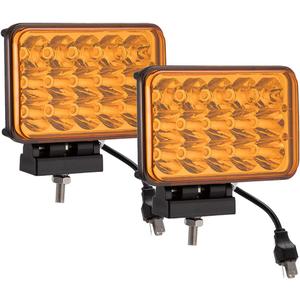 Lightronic 4x6 inch Rectangular Off-Road LED Fog Light for Jeep, Truck & Tractor, 3000K Amber, Flood & Spot Combo Beam, Plug & Use H4 Connector, IP68 Waterproof/Dustproof, 12V/24V, 2-Pack