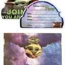 24 Pcs Yoda Birthday Party Decorations Invitations, Cartoon Birthday Party Invitations Celebration with 24 Envelopes And 24 Stickers Party Decorations Supplies For Fans