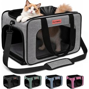 Cat Carrier Soft Sided Airline Approved Portable Travel Bag, Gray