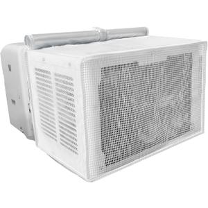 U-shaped Window AC Cover: PVC Mesh for U Shape Window Air Conditioner 8000 10000 12000 BTU, White AC Window Unit Bug Screen Leaf Cover Rain Guard Outside Net Preventing Leaves, Debris, Rain