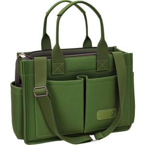Canvas Tote Bag for Women,Women's Bags Crossbody Bags Work Laptop Tote Bag Large Handbags Purse for Travel Nurse Teacher (New Upgrade Army Green With Compartments and Side Cup Holders)