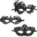 TFTSR Masquerade Masks for Women Couples,Men Mardi Gras Mask,Girls Black Gold Lace Costume,Adults Venetian Party Dress
