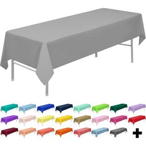 PARTY ULYJA Silver Tablecloths Plastic 3-Pack Premium 54 Inches x 108 Inches Disposable Table Covers Decorative Table Cloths for Rectangle Tables