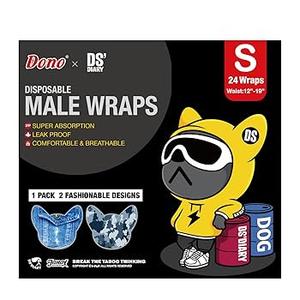 Dono Disposable Male Dog Wraps, Wider Doggie Puppy Diapers 48 Count Male Bell