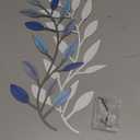 Zhengmy 2 Pieces Metal Tree Leaf Wall Decor Vine Olive Branch Leaf Wall Art Living Room, Hallway Wall Decor Outdoor Decoration(Vintage Blue)