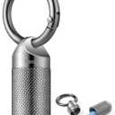 TISUR Titanium Keychain Pill Holder Small Metal Pill Case, Pill Organizer Portable Waterproof Pill Container, Travel Pill Bottle Box for Purse (Small-0.51inch)