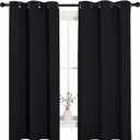 NICETOWN Halloween Pitch Black Solid Thermal Insulated Grommet Blackout Curtains/Drapes for Bedroom Window (2 Panels, 42 inches Wide by 63 inches Long, Black)
