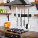 EDSRDUX 15 Inch 2 Pack Black Powerful Magnetic Knife Holder, Kitchen Knife Magnetic Strip Strips, Rust Free Multipurpose Magnetic Knife Rack Use for Kitchen Garage Workshop (15 inch*2 pack, Black）