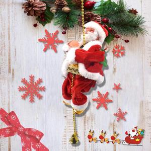 Electric Animated Climbing Santa Claus 2022 Christmas Ornament On Rope Ladder, Indoor/Outdoor Hanging Christmas Tree Decoration