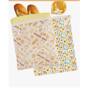 2-Pack Reusable Beeswax Bread Bags - Large 17x13 Inch for Sourdough & Homemade Bread Storage | All-Natural Beeswax Preservation, Eco-Friendly Cotton Food Bags - Easy to Clean & Daily Use