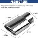 Stainless Steel Car Exhaust Tail Pipe Tip, 2.5" Inlet 3.3" Outlet Chrome-Plated Finish Tailpipe Exhaust Tip, Adjustable Car Modification Tail Throat Tail Pipe for Most Cars (Silver, Straight)