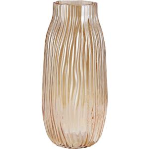 Large Amber Glass Vase for Home Decor Ribbed Tall Gold Floor Vase 12.0" Decorative Vases for Table Centerpieces Flowers Decor and Farmhouse(Brown 8.0in)
