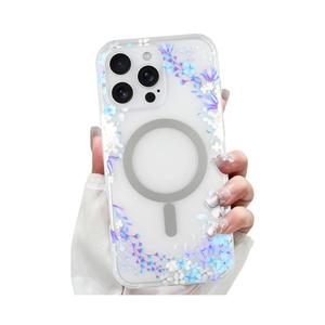 LSL Designed for iPhone 16 Pro Case [Drop Protection/Compatible with Magsafe] Cute Flower Magnetic Phone Case for Women Girly TPU Bumper Floral Cover Purple