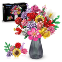 Matafyan Adults Flower Bouquet Building Set for Women, Botanical Building Kit, 11 Flowers Block Toys, with DIY Paper Vase (530 Pcs)