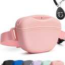 Dog Treat Pouch with Training Clicker, Upgrade Stronger Magnetic Closure to Avoid Spilling, 1.67 Cup Silicone Treat Bag Fanny Pack with Waist Belt for Pet Training Walking (Pink)