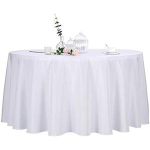 Ascoza 1 Pack 120 Inch White Round Tablecloth in Polyester Fabric for Wedding/Banquet/Restaurant/Parties