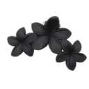 3 Pack Cute Non-Slip Matte Flower Hair Claw Clips for Women - Large Plumeria Hawaiian Hair Accessories(Black)