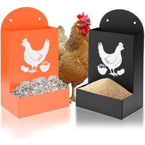 SIHPTO Chicken Grit and Oyster Shell Feeder Metal Automatic Chickens FeedersPoultry Feeder Hanging/Ground Chicken Coop Accessories-Treat Dispenser and Waterer Set