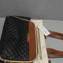 LOVEVOOK Teacher Tote Bag with Accordion File Pocket, Soft PU Leather Work Briefcase Quilted Laptop Bag with Large Cup Holder