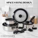 Country Kitchen Cookware Set with Removable Handle, Oven & RV Safe Pots and Pans Set, Stainless Steel, Original