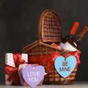 Youyole 30 Pieces Valentine's Conversation Heart Ornaments Wooden Candy Heart Shaped Hanging Wood Embellishment Hanging Ornament Kiss Me Hug Me Love Be Mine Forever for Valentine Decor Party Supplies