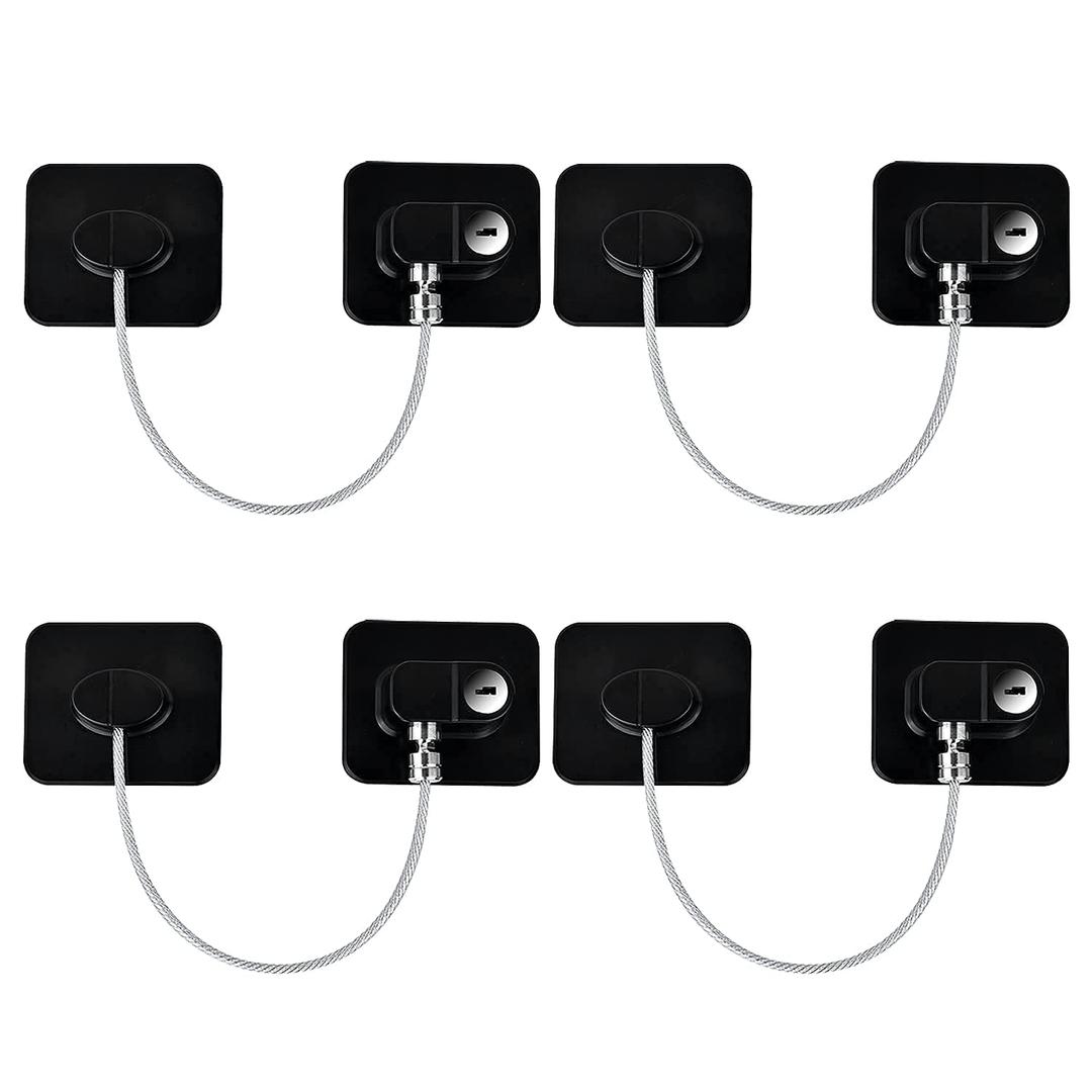 YEYA Refrigerator Lock, Baby Proof Cabinet Locks with Keys, Safety Cabinets Locks for Toddler 4 Pack