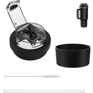 Leakproof Flip Straw Lid Replacement for Stanley Quencher H2.0 Tumbler 40 OZ - Silicone Spill Proof Cup Top & Boot Set for Stanley, Dust-Proof Cover with Dual-use Modes