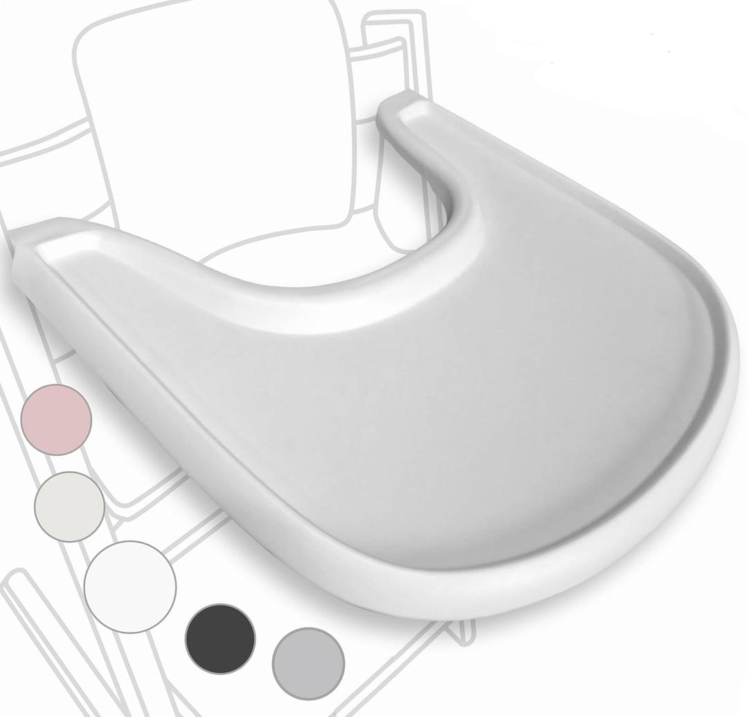 High Chair Tray Compatible with Stokke Trip Trap Chair, Matte White - Ergonomic Curved Design - BPA-Free, Easy to Assemble