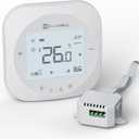 Smart WiFi Thermostat for Home, Programmable Thermostat with C-Wire Adapter, 3H/2C for Heat Pump & Conventional Systems, Tuya App Control, Compatible with Alexa & Google Assistant, White