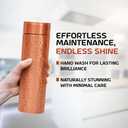 Copper Water Bottle - 37.2 OZ/1.1 L Large Handmade Hammered Pure Copper Vessel for Drinking Leak Proof Durable Easy to Carry Ideal for Home Travel Office Use