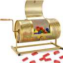 Raffle Drum 15" x 7" Holds 3,000 Tickets, Heavy Duty Raffle Ticket Spinner Cage with Wooden Silent Design Turning Handle, Thickened Raffle Ticket Box for Lottery Games, Bingo, Raffle Balls
