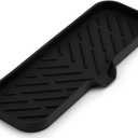 Zulay Kitchen Large Silicone Sponge Holder (12x4)  Flexible Sink Organizer Tray for Kitchen & Bathroom  Multipurpose Soap Dish for Sponges, Makeup, Trinkets & More (Black)