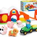 Toddler Toys for 1 2 3 Year Olds, Farm Animal Barn Playset with Animals Figures and Tractor Toy, Montessori Learning Toy for Toddlers 1-3, Christmas Birthday Gifts for Baby Boys Girls Age 12-18 Months